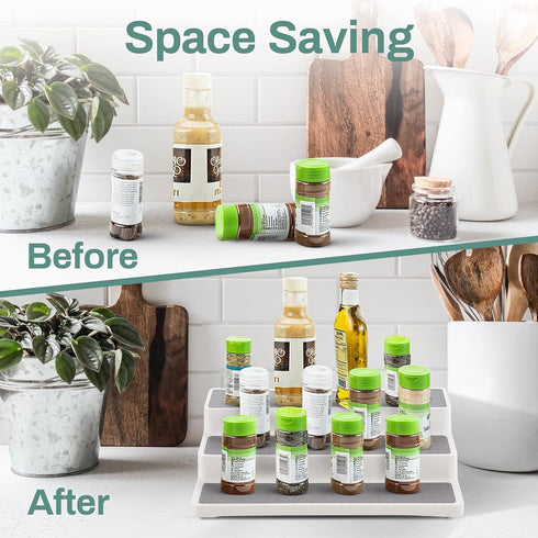 Home Intuition 3 Tier 14 inch Non-Skid Spice Rack Kitchen Pantry Organizer...