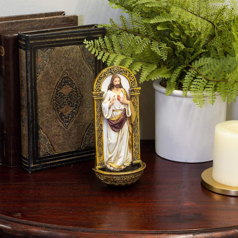 Heavenly Protectors Joseph's Studio by Roman Exclusive Sacred Heart of Jesus Holy Water Font Figurine, 7.5-Inch...