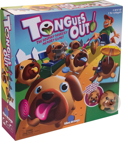 BLUE ORANGE GAMES Tongues Out! The Squishy, Squeezy Preschool and Children Game - Educational Puppy Fidget Memory Color Matching Fun 2-4 Players f...