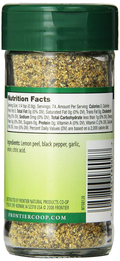Frontier Seasoning Blends, Salt-Free Lemon Pepper, 2.08-Ounce Bottle...