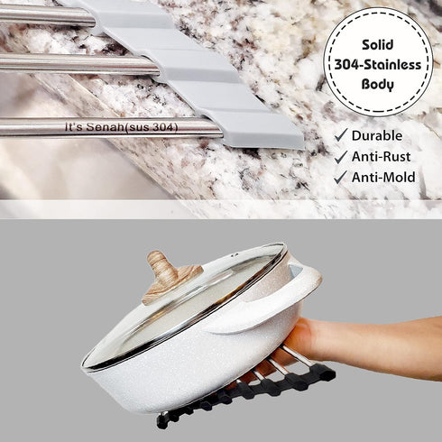 Roll Up Sponge Holder for Counter, Sink Organizer for Kitchen, Bathroom, Laundry Room, 304-Stainless Steel Sink Organizer for Sponge, Brush, Scrub...