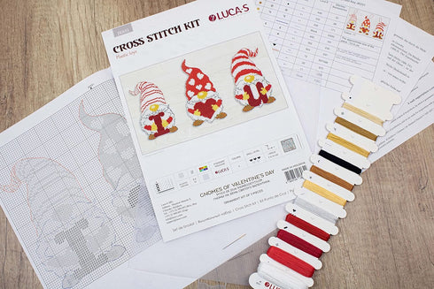 LUCA-S QUALITY FOR EVERYONE Toys Cross Stitch Kits - Gnomes of Valentine's Day JK031...
