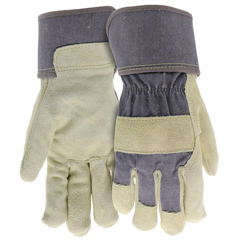 BOSS (B71001-WML) Women's Guard Split Cowhide Leather Palm Work Gloves, Extended Safety Cuff,Medium/Large, Blue/Cream...