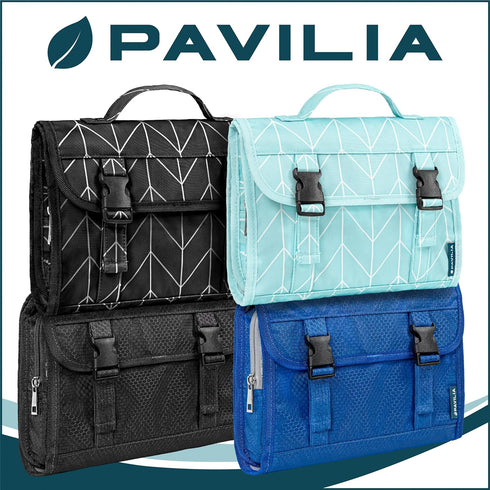 PAVILIA Travel Hanging Toiletry Bag for Women Men, Large Capacity Makeup Bag Kit, Waterproof Cosmetic Storage Organizer Case for Bathroom Shower, ...