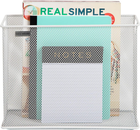 Mind Reader Vertical File Storage, Desktop Organizer, Hanging Files, Office, Metal Mesh, 12.25" L x 5.5" W x 10" H, White...