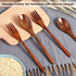 Wooden Spoons Forks Set Including Wooden Spoons and Wooden Forks Japanese Wooden Utensil Set Reusable Handmade Natural Wood Flatware Set for Cooki...
