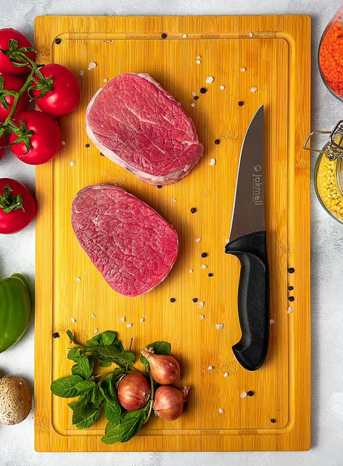 5-inch Butcher's Knife with Black Handle, Meat Knife for Chicken and Red Meat, Stainless Steel Kitchen Utility Knife with a Durable Handle...