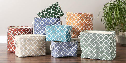 DII Polyester Container with Handles, Lattice Storage Bin, Small, Storm Blue...
