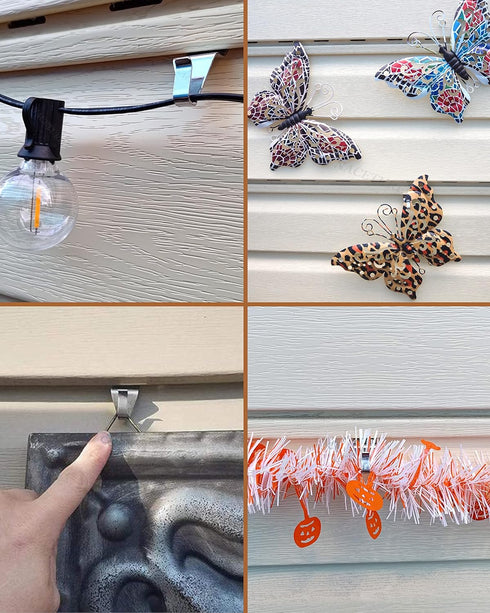 NACETURE Vinyl Siding Hooks (30 Pack) | Heavy Duty Patio Decor Siding Clips | Hanging Outdoor String Lights | Deck Decorations Outdoor Light Clips...