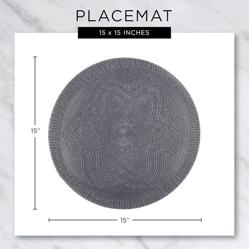 DII PVC Tabletop Collection Woven Indoor/Outdoor, Round Placemat Set, 13.75", Nautical Blue, 6 Piece...