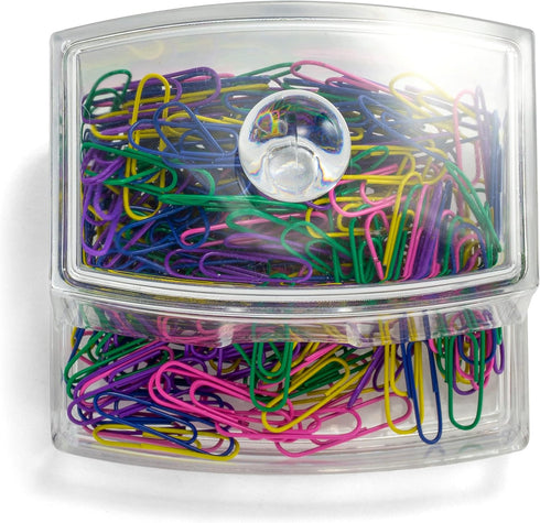 Officemate Self-Dispensing Paper Clip Holder w/250 Assorted Color Paper Clips, Clear (93697)...