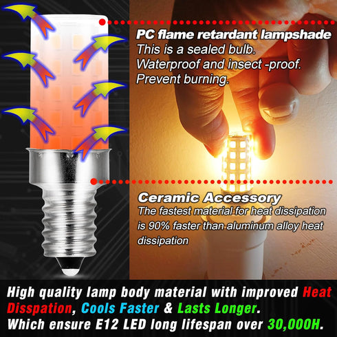 12V E12 LED Candelabra Bulb 40Watt Equivalent Warm White 2700K 4W 450Lm Low Voltage AC12-24V/DC10-30V for RV Camper Marine Boat Cabin Patio Landsc...