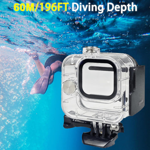FitStill Waterproof Case for Go Pro Hero 11 Balck Mini Action Camera,60M/196FT Diving Protective Housing Shell for Hero 11 Black Mini Underwater D...