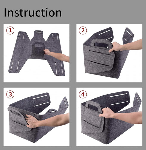 Minoisome Storage Basket Felt Storage Bin Collapsible& Convenient Box Organizer with Carry Handles for Office Bedroom Closet Babies Nursery Toys L...