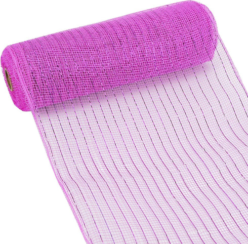 MEEDEE Pink Deco Mesh 10 Inch Pink Mesh Ribbon for Wreath Metallic Mesh Fabric for Crafts Decorative Staircase Mailbox Centerpiece Supplies (30 Fe...