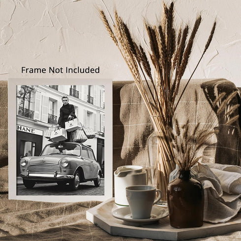 Posterizer 1 pcs-black and white photograph of humourous luxury shoping woman 3-Photography Art Gift for Women, Fashionistas, Designer Fashion Fa...