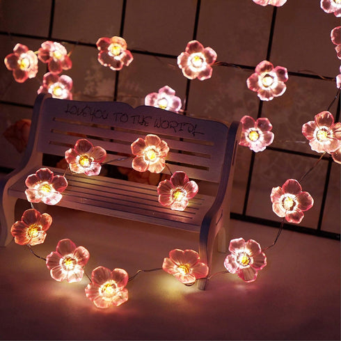 Cherry Blossom Flower String Light, 40 LED 13FT Pink Sakura Fairy Lights Christmas Decorative Lights Battery Powered Novelty Light for Girls Bedro...