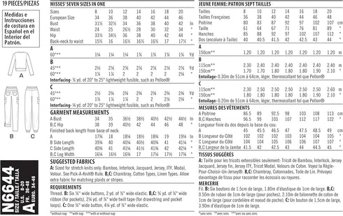 New Look UN6644A Sewing Pattern N6644 Misses' Cargo Pants and Knit Top, Various, White...