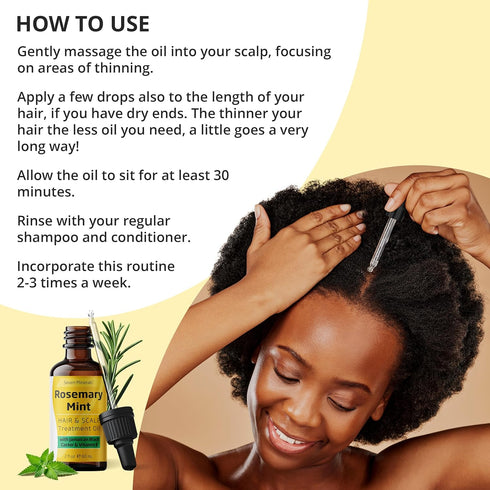 Seven Minerals, NEW Rosemary Oil for Hair Growth, Infused with Jamaican Black Castor Oil, Vitamin E, Mint & Natural Hair Strengthening Oils, Thick...