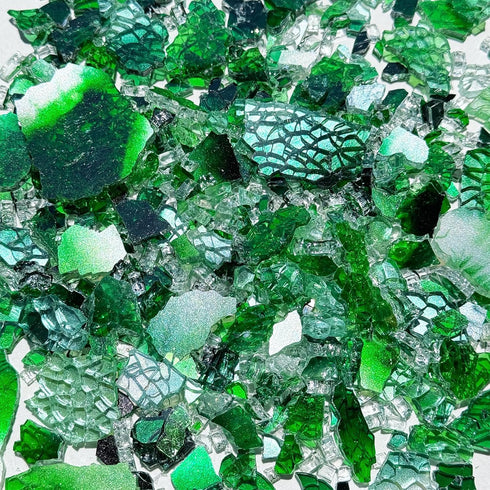 KALUCION Cracked Ice Glass Mosaic Tiles for Art Crafts, 3.5oz Value Pack Mosaic Making Supplies, Stained Glass Pieces for Adults(Green Mixed)...