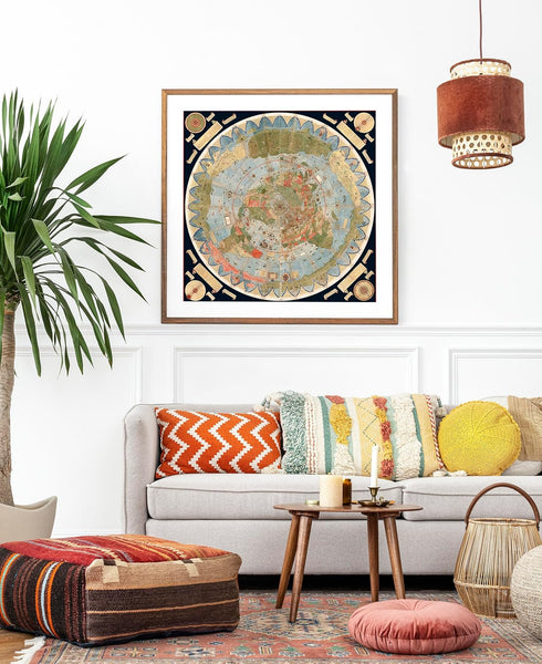 1587 Urbano Monte Flat Earth World Map Unframed (23x23 in.) Cartophiles Lovers Gifts Vintage Historic Composite Globe Model Poster Print...