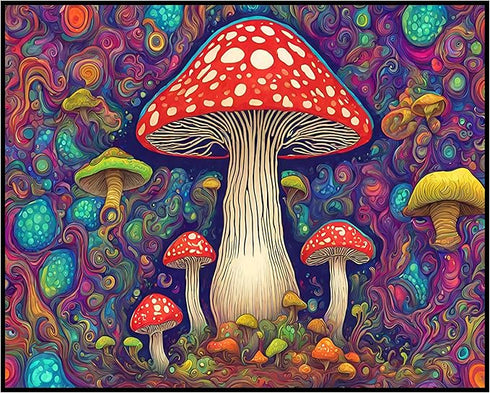 Posterizer 1 pcs- psychedelic funky hippie colorful rainbow mushrooms 6-Fantasy & Fiction Art-Retro Art- Living Room Bedroom Decor- unframed wall ...