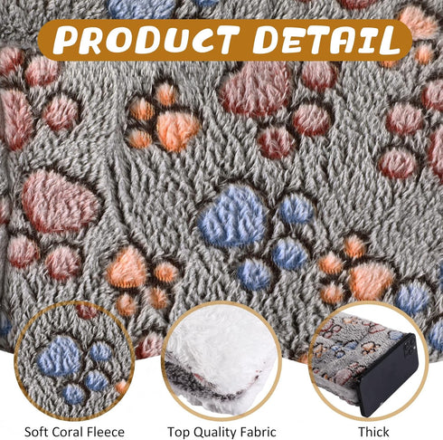 4 Pack Ultra Soft Dog Cat Bed Mat with Cute Prints Reversible Fleece Dog Crate Kennel Pad Cozy Washable Thickened Hamster Guinea Pig Bed Pet Bed M...
