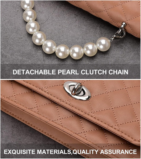 GM LIKKIE Clutch Purse for Women, Evening Envelope Quilted Wallet Bag, Crossbody Foldover Pearl Wedding Shoulder Handbag...