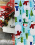 Newbridge Blue Snowman Fun Christmas Fabric Napkins, Cheerful Snowmen and Evergreen Tree Print Xmas Soil Resistant, No Iron Easy Care Tablecloth, ...
