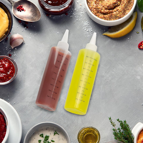 Cornucopia Brands 8-Ounce Plastic Squeeze Bottles w/ Graduated Measurements (8-Pack); Great for Kitchen, Portion Control, Condiments, Cosmetic Use...