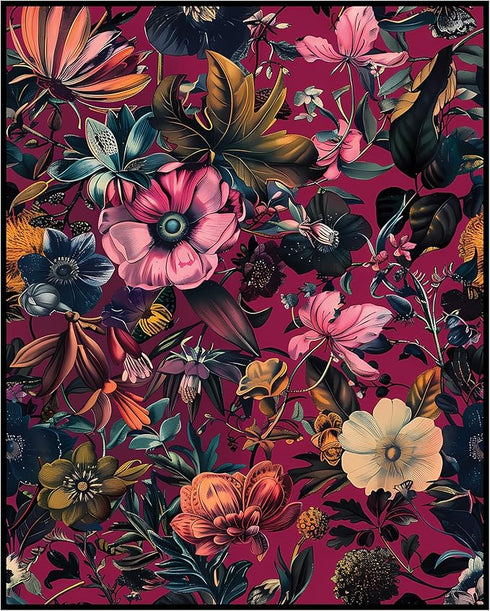 Posterizer 1 pcs-pink , blush unique flowers-purple background-Floral & Botanical Art-Abstract & Modern Art-Decor for Home & Office- UNFRAMED Wall...