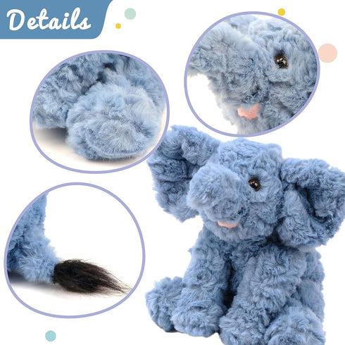 Hopearl Adorable Plush Calf Elephant Toy Floppy Elephish Ultra Soft Stuffed Animal for Boys Girls Kids Toddlers, Blue, 9''...