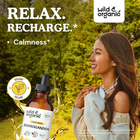 Ashwagandha Drops - Mood Support Supplement w/Organic Ashwagandha Root - Ashwagandha Liquid Drops for Calm Mind - Liquid Ashwagandha Supplements -...