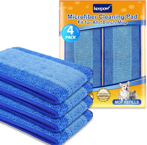 KEEPOW Microfiber Cleaning Pad, Mop Replacement Pads for Hardwood Floor Cleaner, 18 Inch, Washable & Reusable Spray Refills for Hard Surface Lamin...