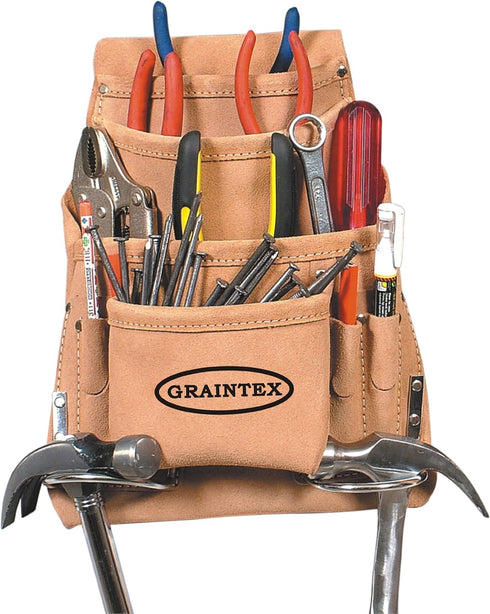 Graintex PL44S 10-Pocket Nail and Tool Pouch Suede Leather Beige...
