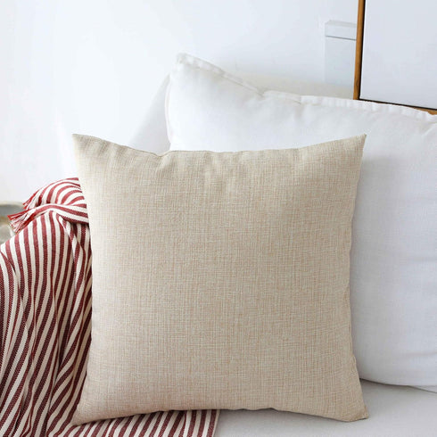 Home Brilliant Burlap Solid Linen European Throw Pillow Sham Cushion Cover for Bench, 20x20(50x50cm), Light Linen...