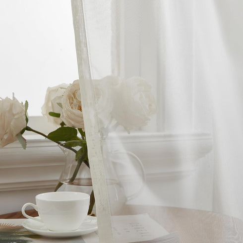 HLC.ME Ivory Sheer Voile Window Treatment Rod Pocket Curtain Panels for Bedroom, Kitchen, and Living Room (54 x 72 inches Long, Set of 2)...
