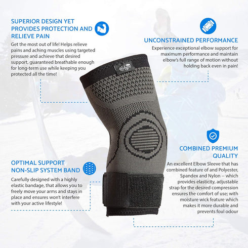 Bodyprox Elbow Brace with Strap for Tendonitis 2 Pack, Tennis Elbow Compression Sleeves, Golf Elbow Treatment...