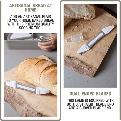 Bread Lame - Bread Scoring Tool - Set of 10 Stainless Steel Blades - Bakers Dough Scorer - Best Sourdough Bread Baking Supplies...