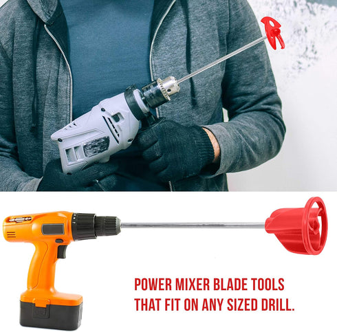 TCP Global 2 Types of Paint, Epoxy Resin, Mud Power Mixer Blade Drill Tools for Mixing Quarts to 2.5 Gallon Buckets - 14" Long, 1/4" Round and 5/1...