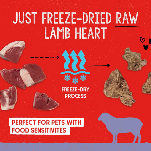 Stella & Chewy's Freeze-Dried Raw Single Ingredient Lamb Heart Treats, 3 oz. Bag...