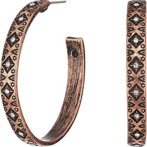 M&F Western Aztec Hoop Earrings Copper One Size...