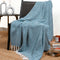 RAJRANG Rustic Throw Blanket with Decorative Tassel Cotton Throws Geometric Woven Soft Patio Comfy Blankets Teal Blue - 50 x 60 Inches...