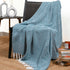 RAJRANG Rustic Throw Blanket with Decorative Tassel Cotton Throws Geometric Woven Soft Patio Comfy Blankets Teal Blue - 50 x 60 Inches...