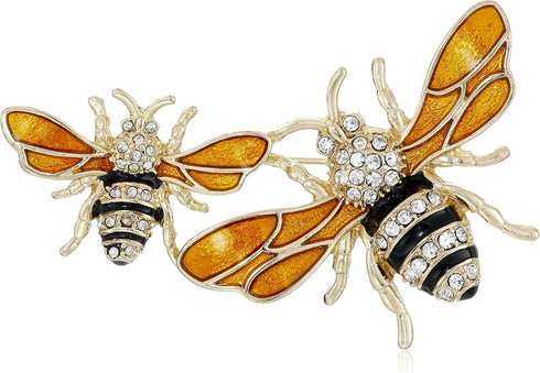 Napier Classics Goldtone and Yellow Bee Brooch Pin...