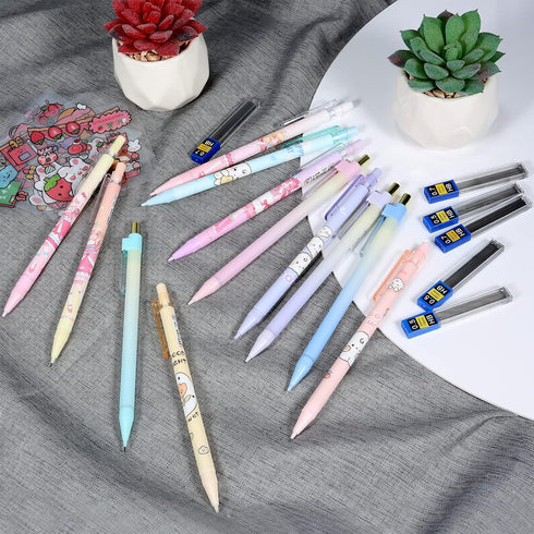 Kawaii Mechanical Pencil Set, with Lead Refills 0.5/0.7mm, Cute Pencils Set for Student Writing, Drawing, Sketching Office School Supplies 12PCS (...