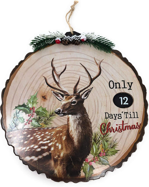 Hanna's Handiworks Indoor Hanging Snowman Santa Claus Advent Calendar for The Holidays, Wooden Wall & Door Round Circular Shaped Decoration - Days...