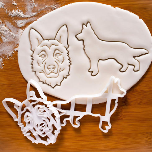 Set of 2 German Shepherd cookie cutters (Designs: Face & Body), 2 pieces - Bakerlogy...