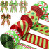 Riceshoot 4 Roll 40 Yards Christmas Green Red Ribbon Wired 1.97 Inch Christmas Glitter Stripe Ribbon Wide Green Red Wired Edge Xmas Polka Dot Ribb...