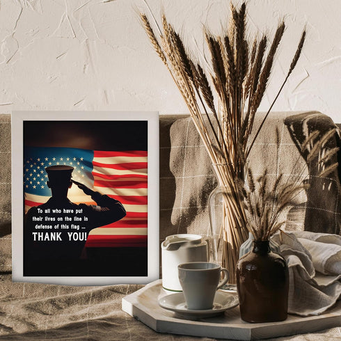 Posterizer 1 pcs-To All Who Have Defended This Flag-thank you-Motivational & Inspirational Art-Gift for Patriots, America Fans-Living Room Bedroom...
